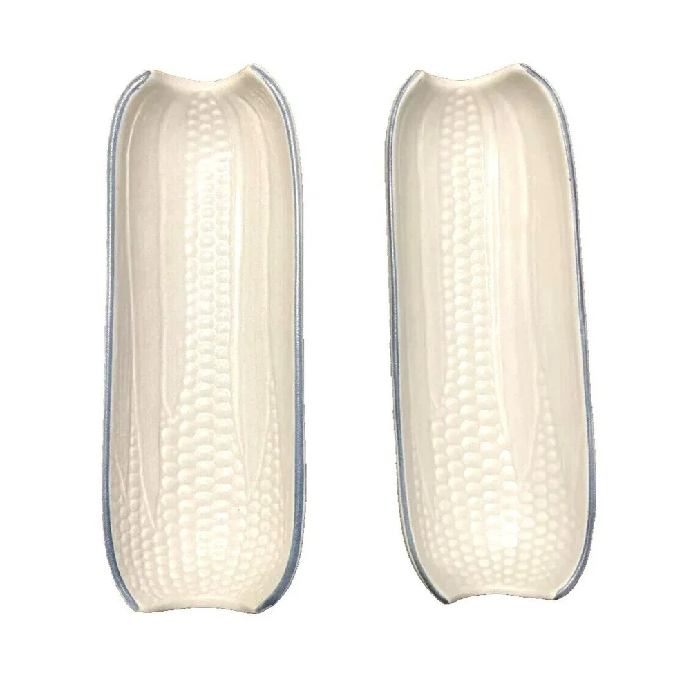 Pfaltzgraff Yorktowne Set of 2 Corn on the Cob Holder Dishes #46 Footed USA 522